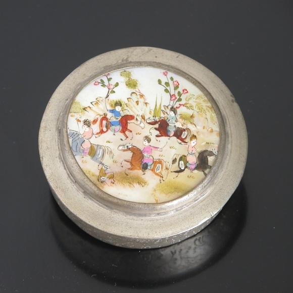 Trinket Box Other - Vtg Mother of Pearl Painted Trinket Box Horseback